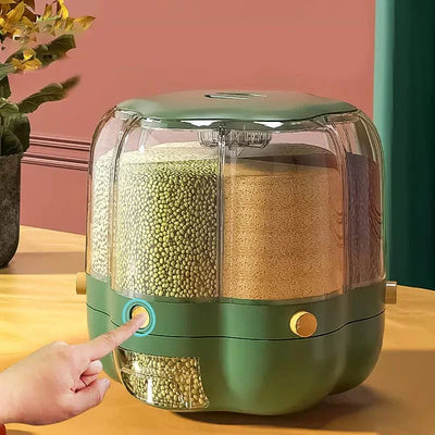 6-grid rotating grain container