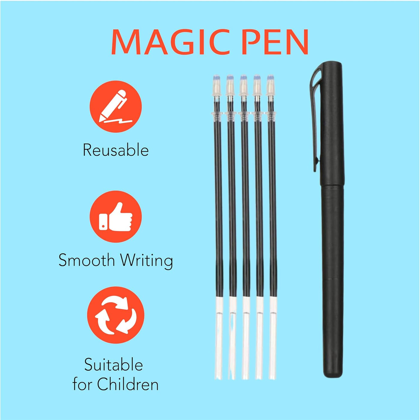 Kids Magic Practice Book – Set of 4 + 10 Refills (Reusable Learning Books)