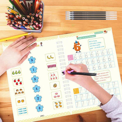 Kids Magic Practice Book – Set of 4 + 10 Refills (Reusable Learning Books)