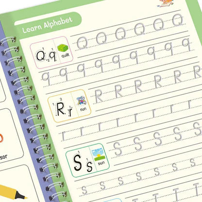 Kids Magic Practice Book – Set of 4 + 10 Refills (Reusable Learning Books)